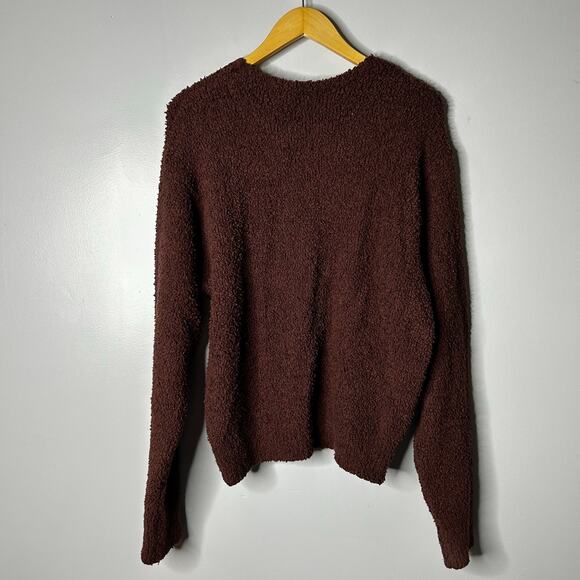 Skims Cozy Knit Pullover Womens Medium Mocha Brown Lounge Crewneck Teddie Soft - Picture 7 of 7